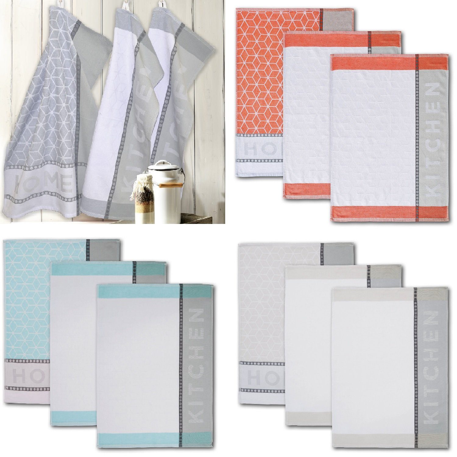 Dyckhoff Geschirrtuch 3er Set 'Home/Kitchen' 50 günstig online kaufen
