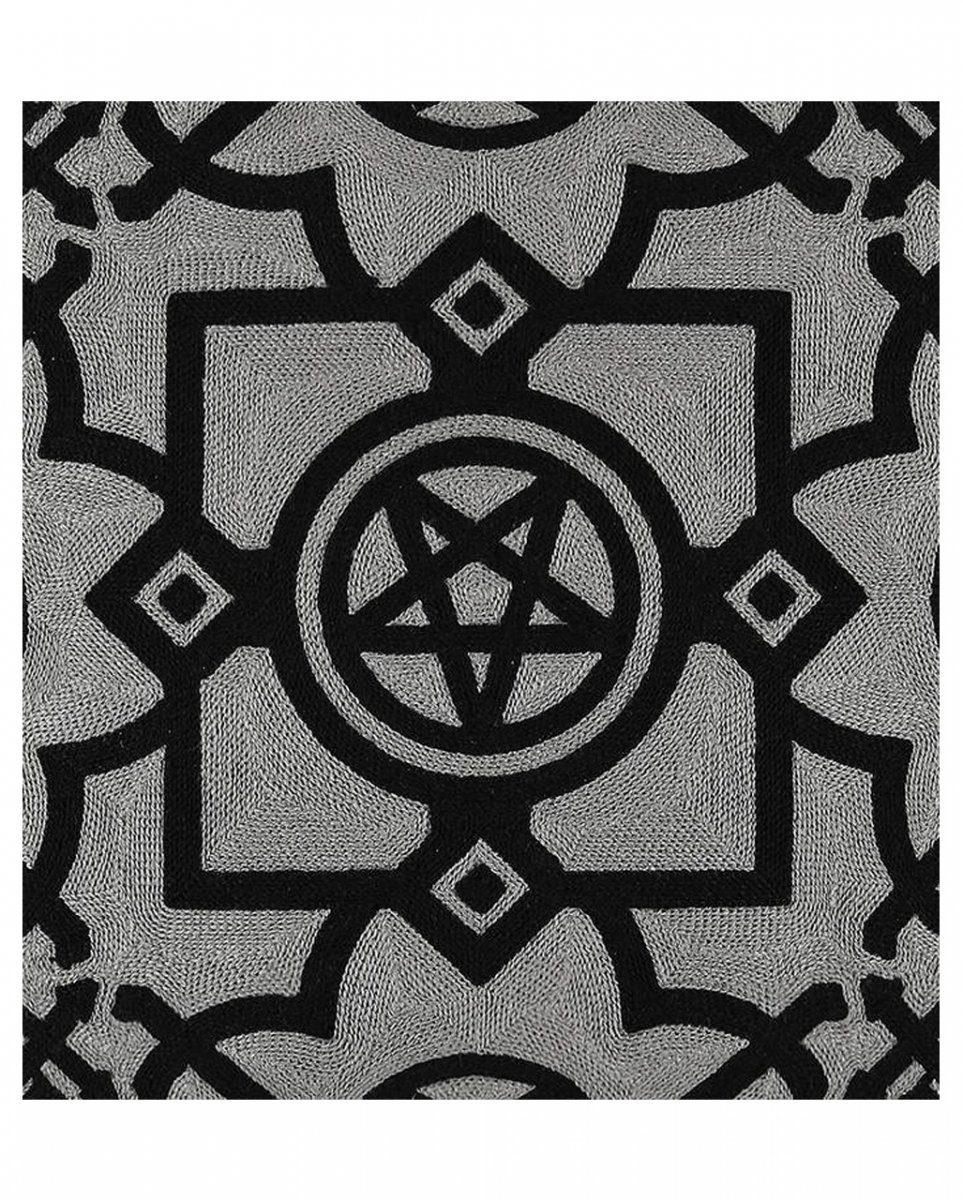 schwarzer Grauer Tagesdecke mit Horror-Shop Pentagramm Sticke, Kissenbezug