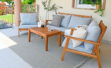 byLIVING Gartenlounge-Set LA PALMA, (Set, 11-tlg., Lounge -Set, Gartenmöbel-Set, FSC®-zertifiziertes Massivholz), aus massivem Akazienholz mit gemütlichen Sitz- und Rückenkissen