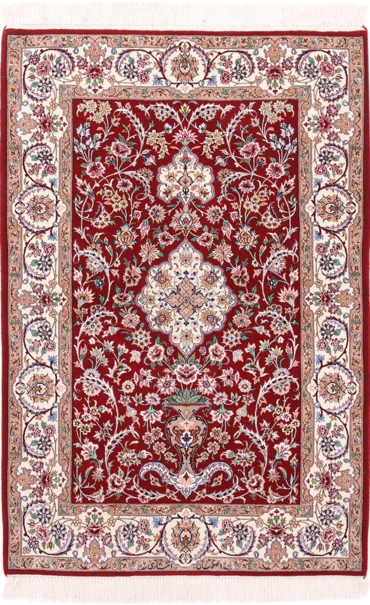 Orientteppich Isfahan Seidenkette 119x162 Handgeknüpfter Orientteppich, Nain Trading, rechteckig, Höhe: 8 mm