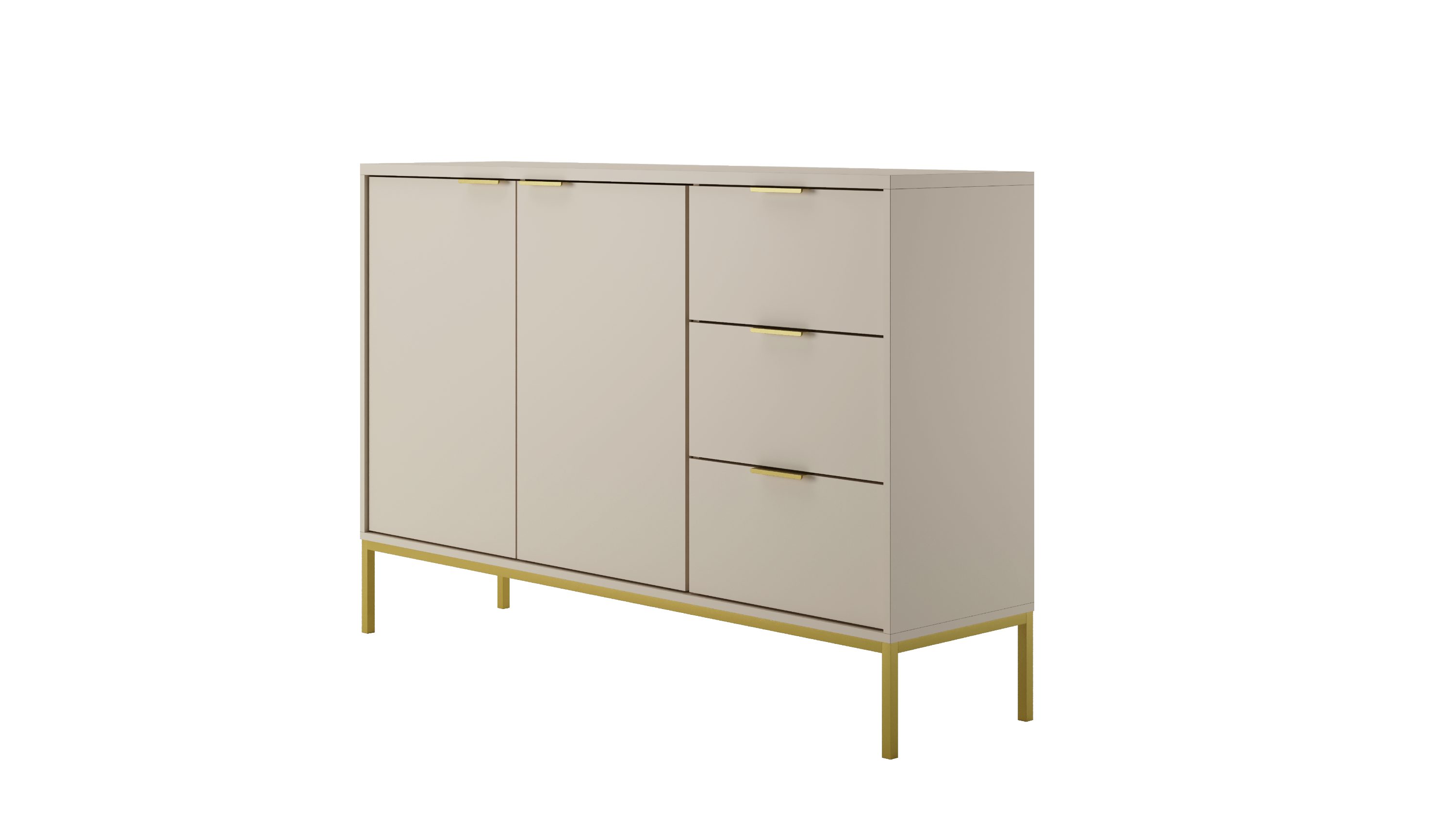 Raumhirsch Furniture Kommode Austin 150x40x100 cm (Einzelmöbel, Kommode mit 2 Türen & 3 Schubladen), hochwertige Verarbeitung, ABS-Kanten, elegante Metallgriffe