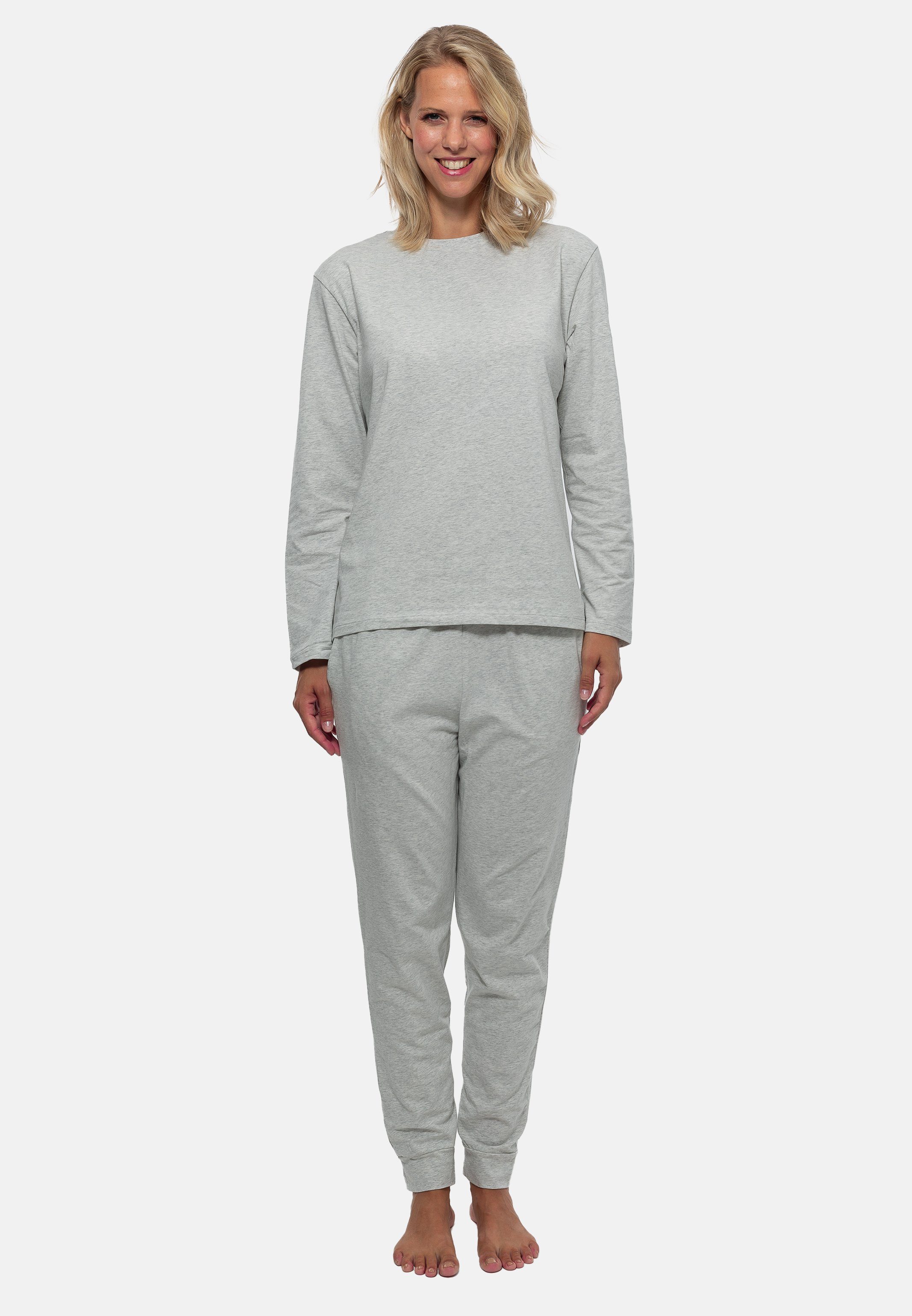 Schiesser Pyjama Organic Cotton (Set, 2 tlg) Schlafanzug - Baumwolle - Grau