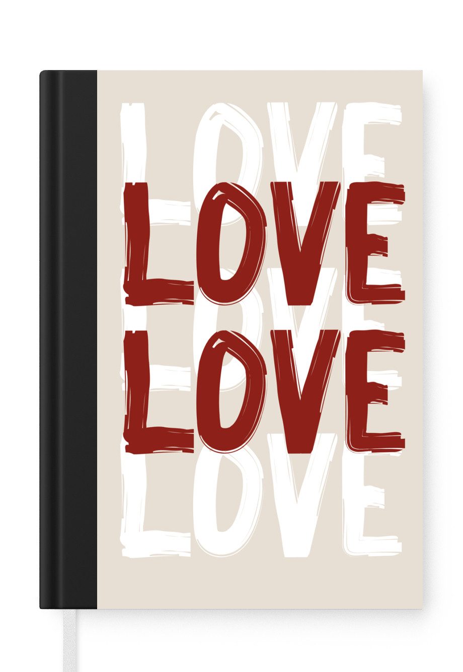 MuchoWow Notizbuch Liebe - Rot - Text, Notebook, Notizblock a5, Tagebuch, Journal Liniert