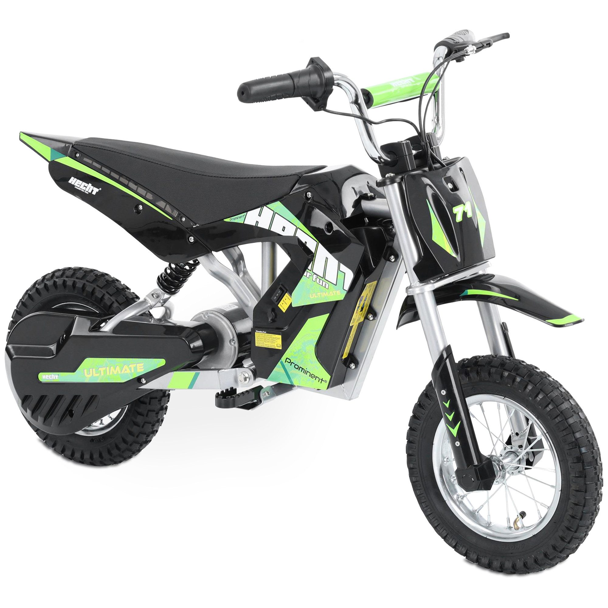 Hecht Elektro-Kindermotorrad 54300 Green Akku Pocketbike 300 W bis 16 km/h für Kinder, Minibike Elektromotorrad 36V gefedert Einsteiger