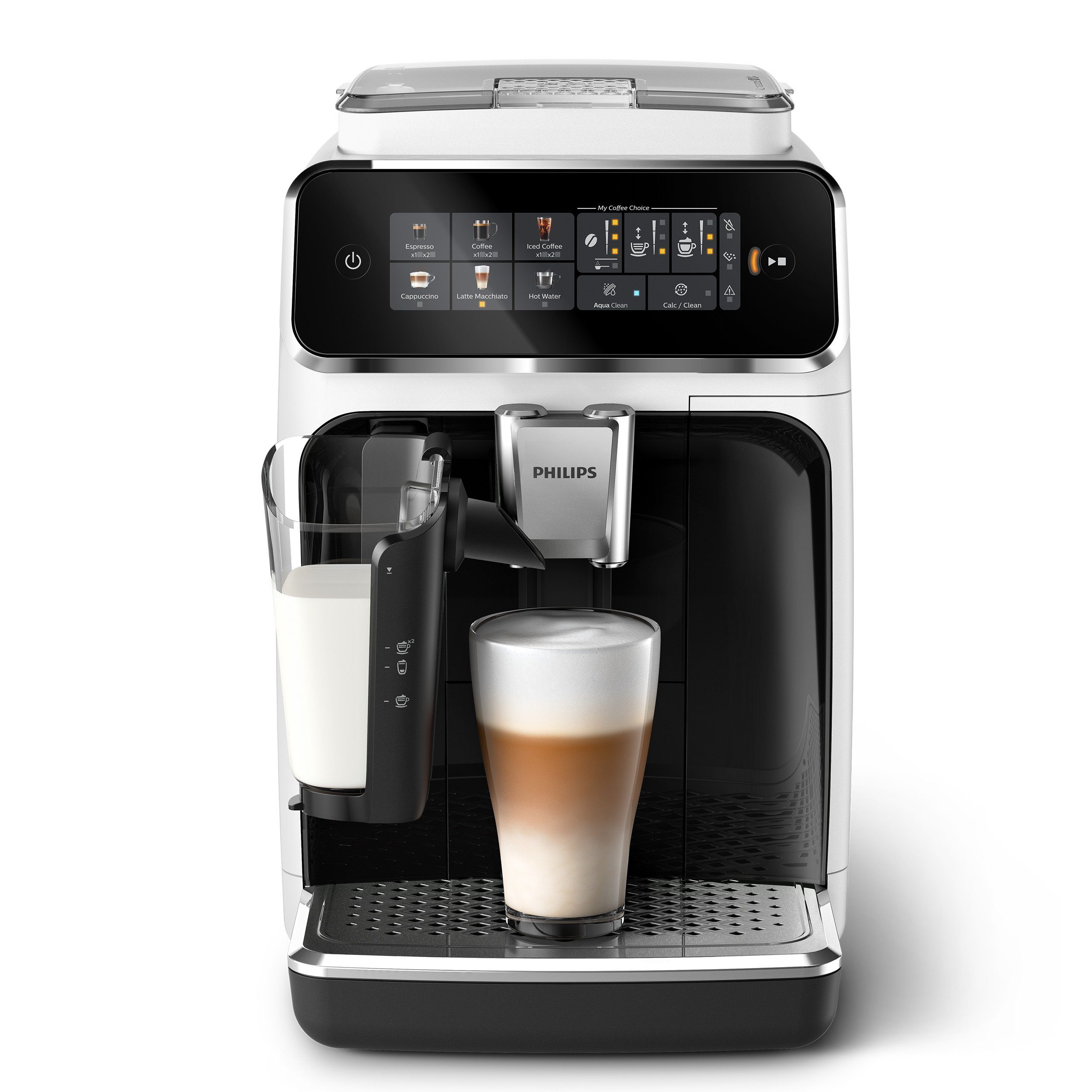 Kaffeevollautomat Weiß/Schwarz 3300 LatteGo-Milchsystem, mit Series, EP3343/50 6 Philips Kaffeespezialitäten,