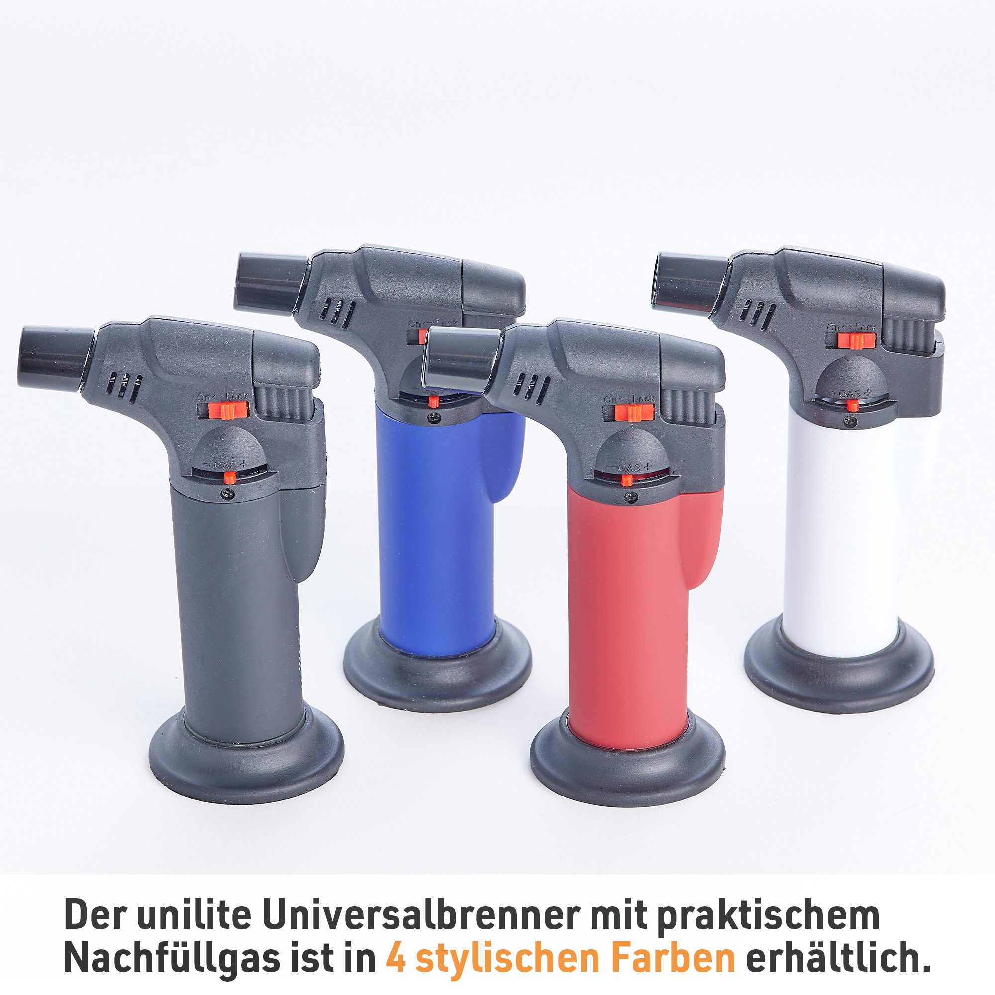 TOM Flambierbrenner Gasbrenner mit 100ml Nachfüllflasche, (2-tlg), Piezo-Zündung, 1300°C, Butan/Propan Gas – Bild 5 von 5