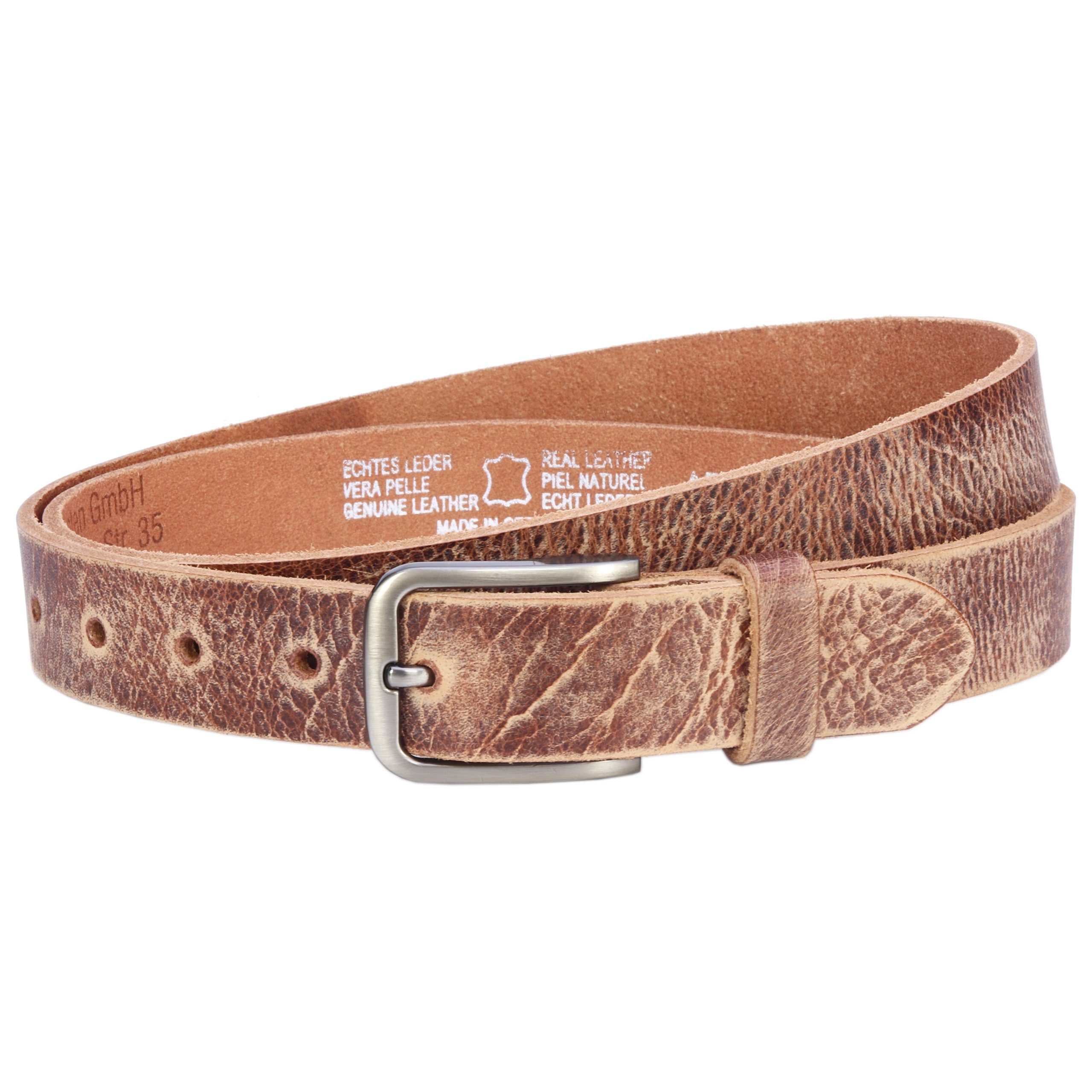 COLOGNEBELT Ledergürtel OM313-GE-Rustikal MADE IN GERMANY, Rustikal Kürzbar, 100 % Echtleder, Aus einem Stück, Unisex