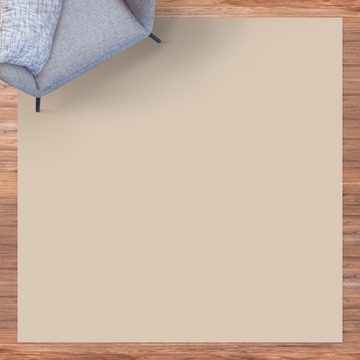 Teppich Vinyl Wohnzimmer Schlafzimmer Flur Küche Einfarbig modern, Bilderdepot24, quadratisch - beige glatt, nass wischbar (Küche, Tierhaare) - Saugroboter & Bodenheizung geeignet