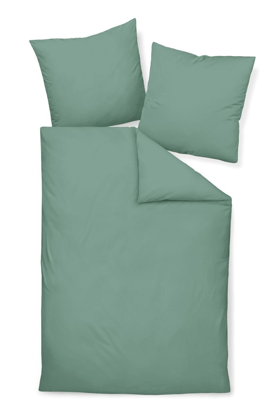 Bettwäsche Mako-Satin Bettwäsche 200X200+2x80x80 Colors grün, Janine, 3 teilig, Bettbezug Kopfkissenbezug Set kuschelig weich hochwertig