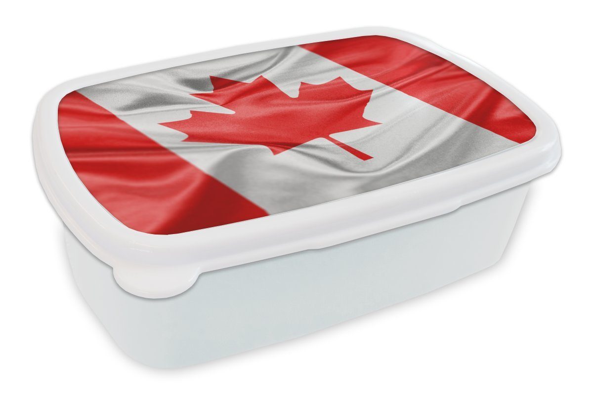 MuchoWow Lunchbox Hohe Auflösung der Flagge von Kanada, Kunststoff, (2-tlg), Brotbox für Kinder und Erwachsene, Brotdose, für Jungs und Mädchen weiß