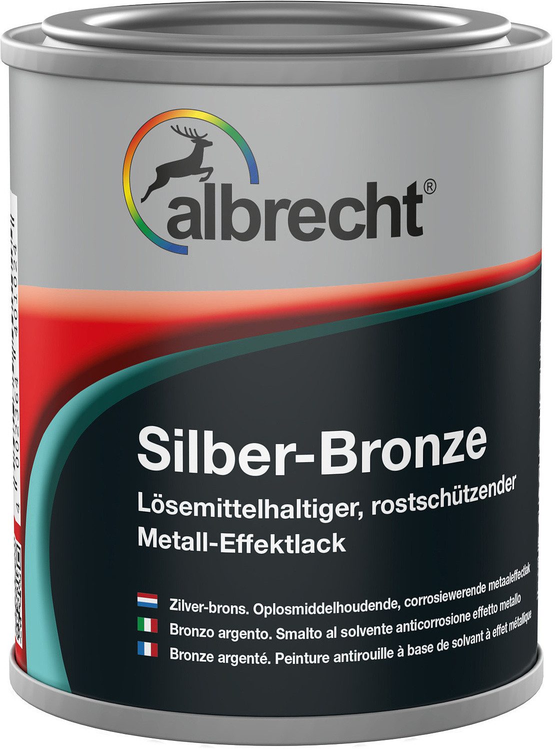 Lack Albrecht Metallschutzlack Silber-Bronze Effektlack Speziallack hitzebeständiger Lack 750ml, Mit aktiven Rostschutzpigmenten für Innen und Außen
