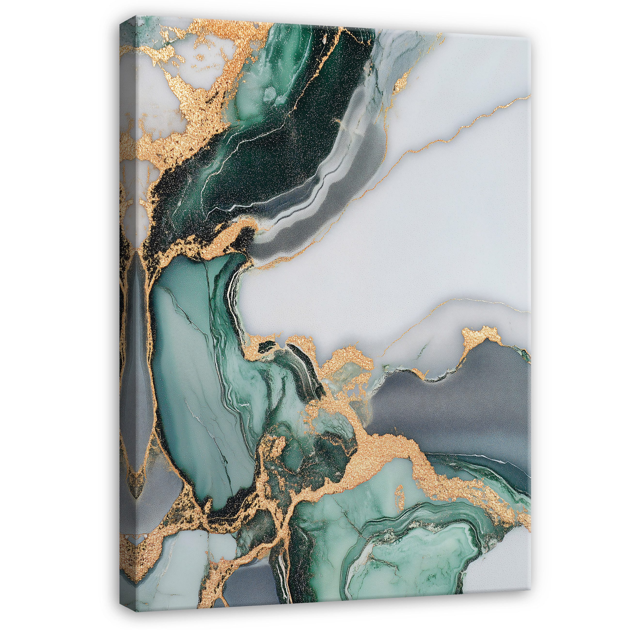 Wallarena Leinwandbild Marmor Grün Abstrakt Gold Modern Wandbilder Wand Dek günstig online kaufen