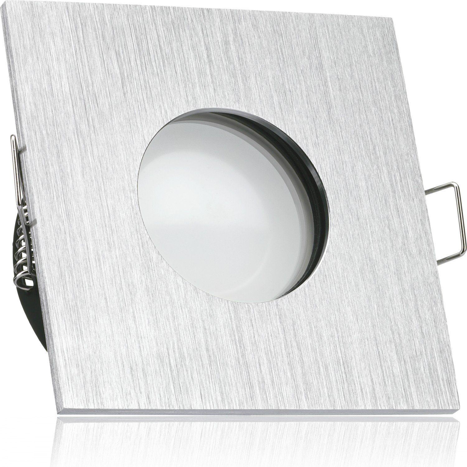 LEDANDO LED Einbaustrahler IP65 LED Einbaustrahler Set extra flach in aluminium gebürstet mit 5W | Strahler
