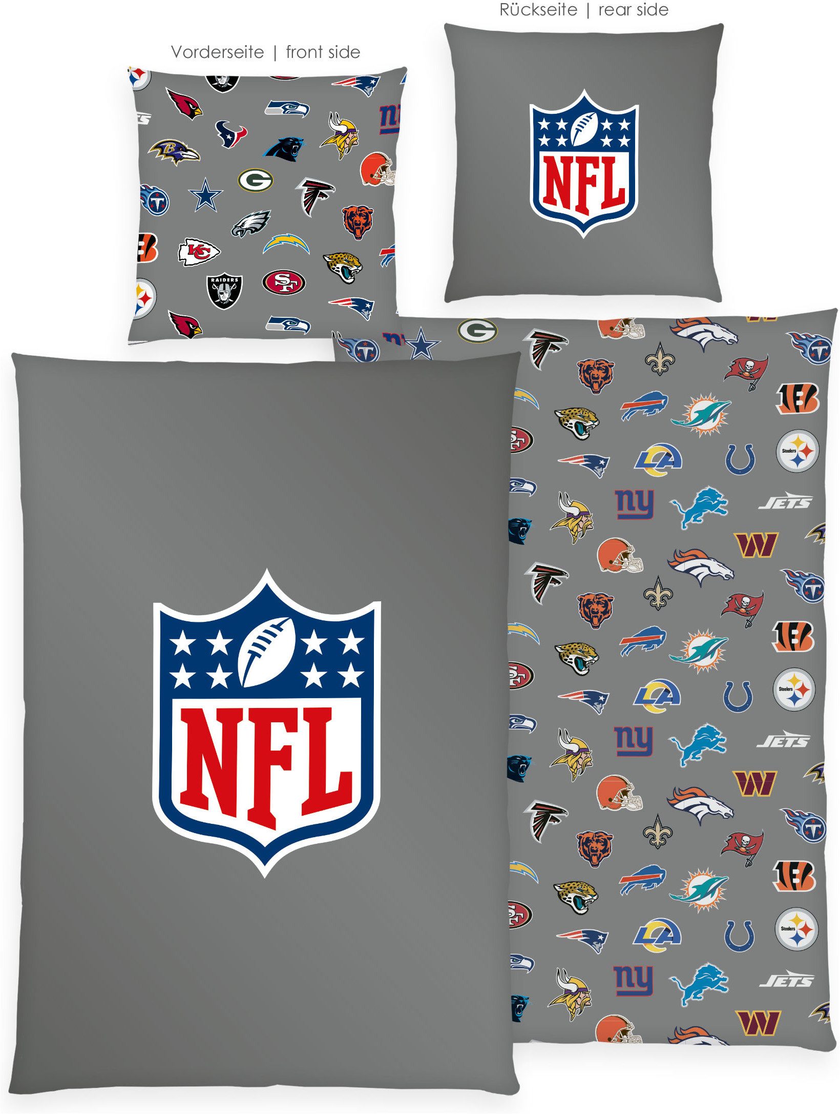 NFL Bettwäsche NFL, Renforcé, 2 teilig, Wendebettwäsche