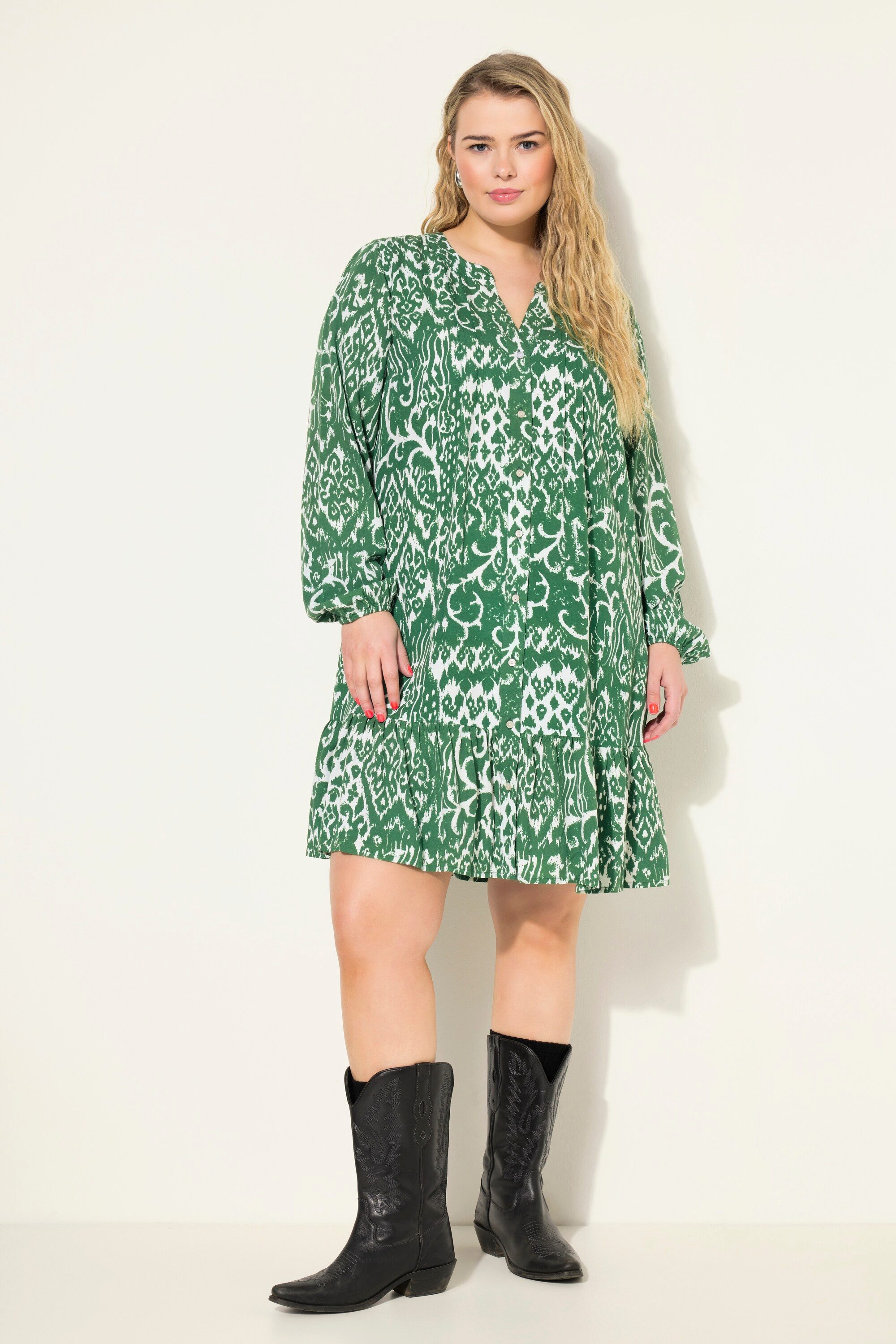 Jerseykleid Kleid kurz grafischer Print Ballon-Ärmel