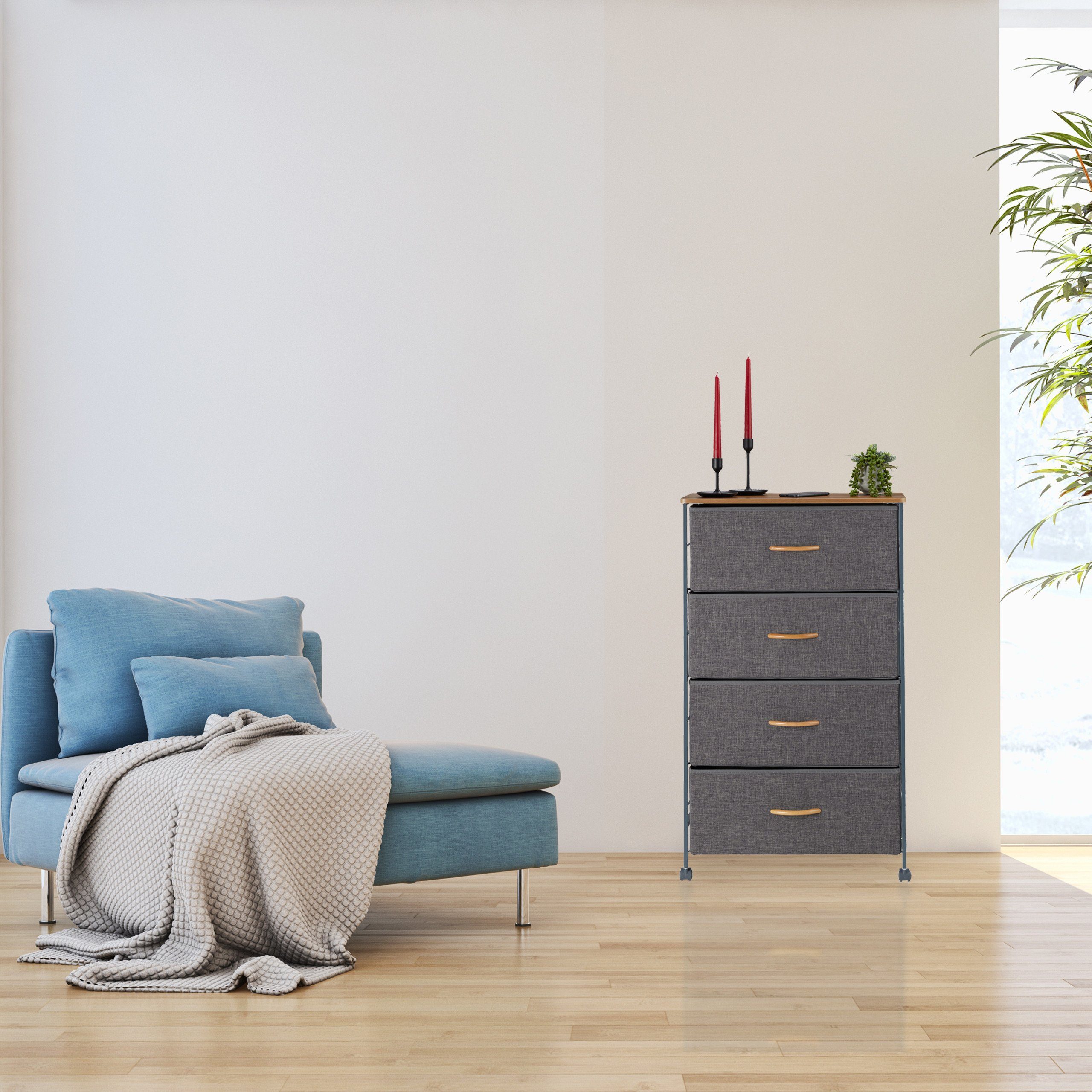 relaxdays Beistellschrank Schubladenschrank mit Rollen B günstig online kaufen