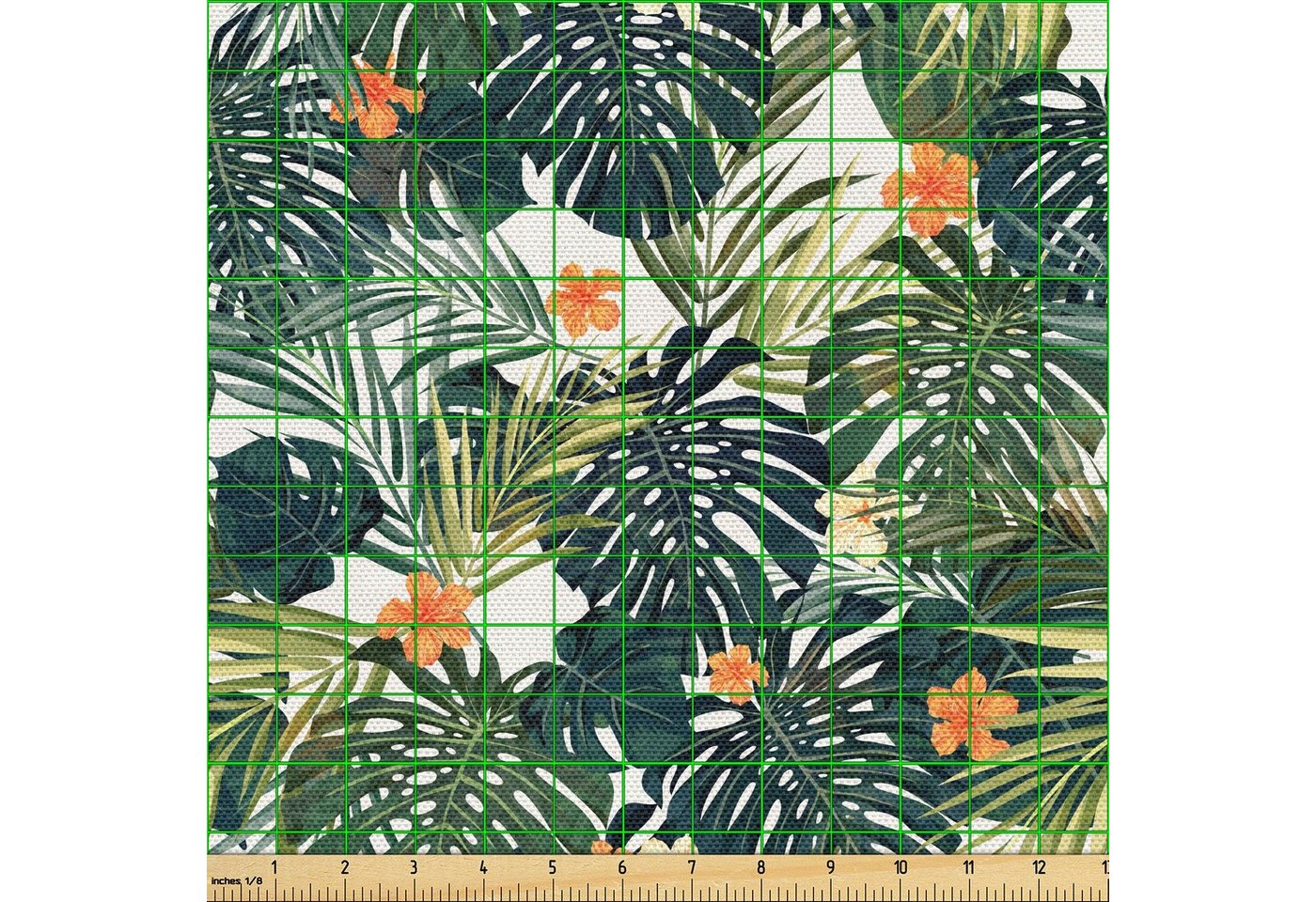 Thumbnail - Abakuhaus Stoff Schön Gewebten Stoff für Polster und Wohnaccessoires, Grün Hawaiische tropische Flora