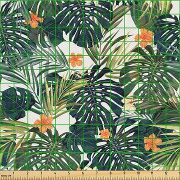 Abakuhaus Stoff Schön Gewebten Stoff für Polster und Wohnaccessoires, Grün Hawaiische tropische Flora