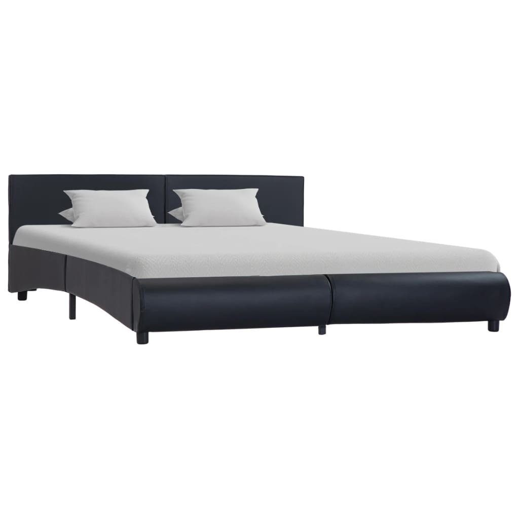 vidaXL Bett Bettgestell Schwarz Kunstleder 160 x 200 cm