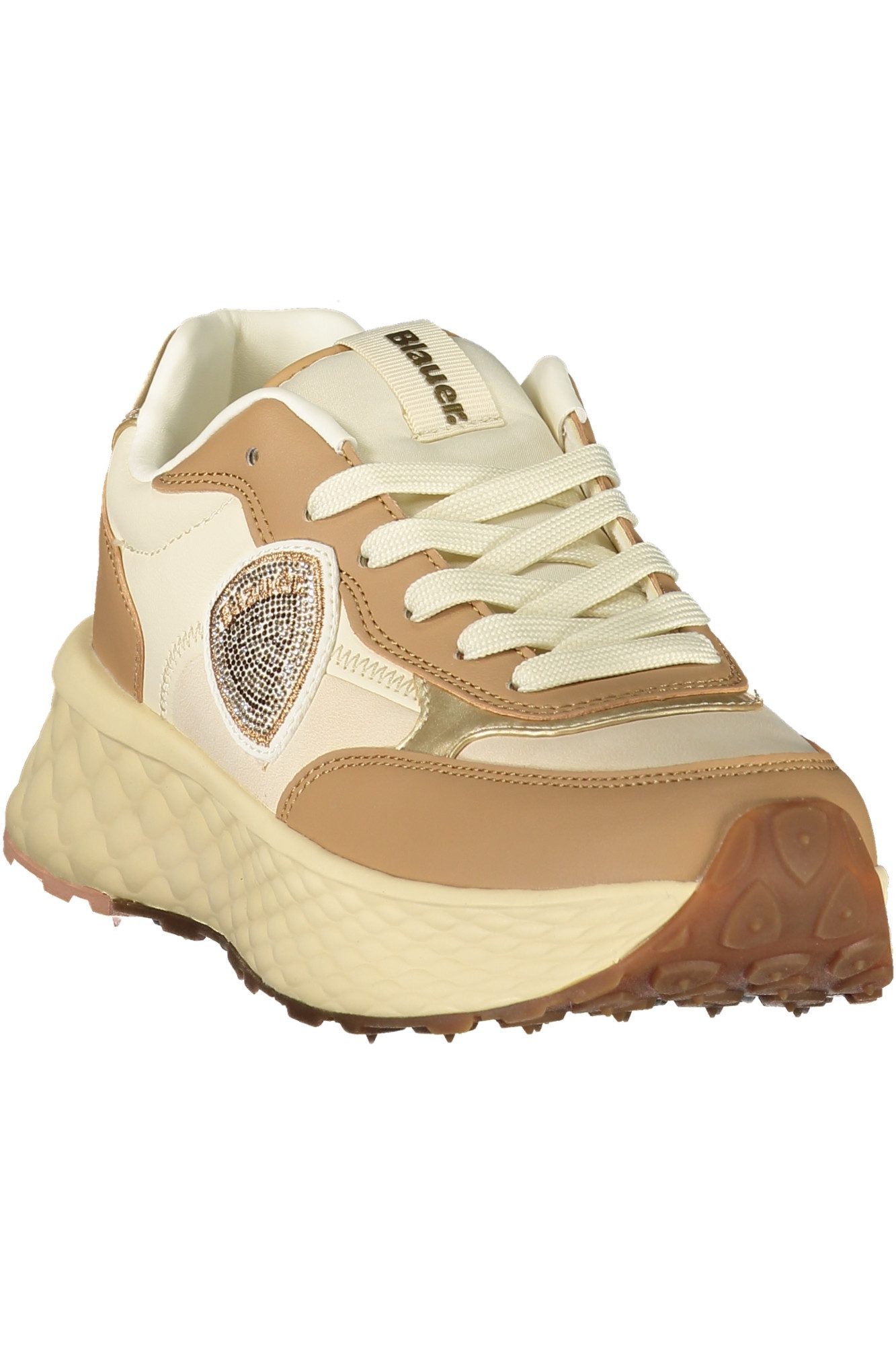 Blauer Sneaker Damen Sportschuh Braun mit Glanzdetails &