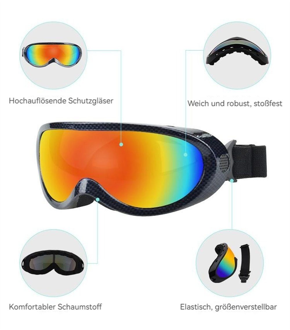 Skibrille Skibrille,Outdoor-Anti-UV-Anti-Schnee-Bergsteigerbrille Erwachsene Rouemi Schwarz