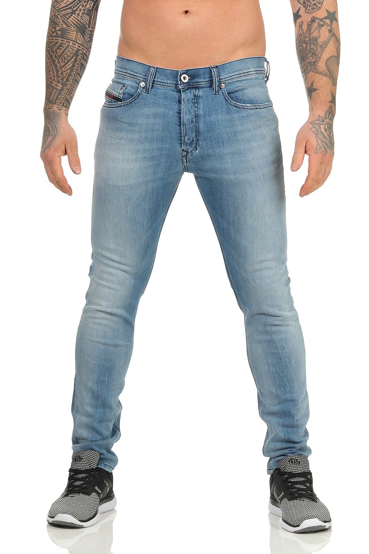 Diesel Tapered-fit-Jeans mit Herren Diesel Dezenter 081AL Jeans Used-Look, Stretch Anteil Tepphar
