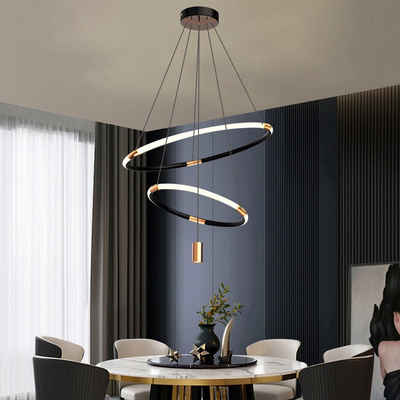 Vicbuy Pendelleuchte, LED Подвесные светильники, Esszimmer Pendellampe, Kreative 2 Ringe mit Strahler Deckenleuchte,Stufenlos dimmbare Wohnzimmerdeckenlampe, Mit Fernbedienung, 3 Lichtfarben, Küche,Schlafzimmer, ø 35/55cm