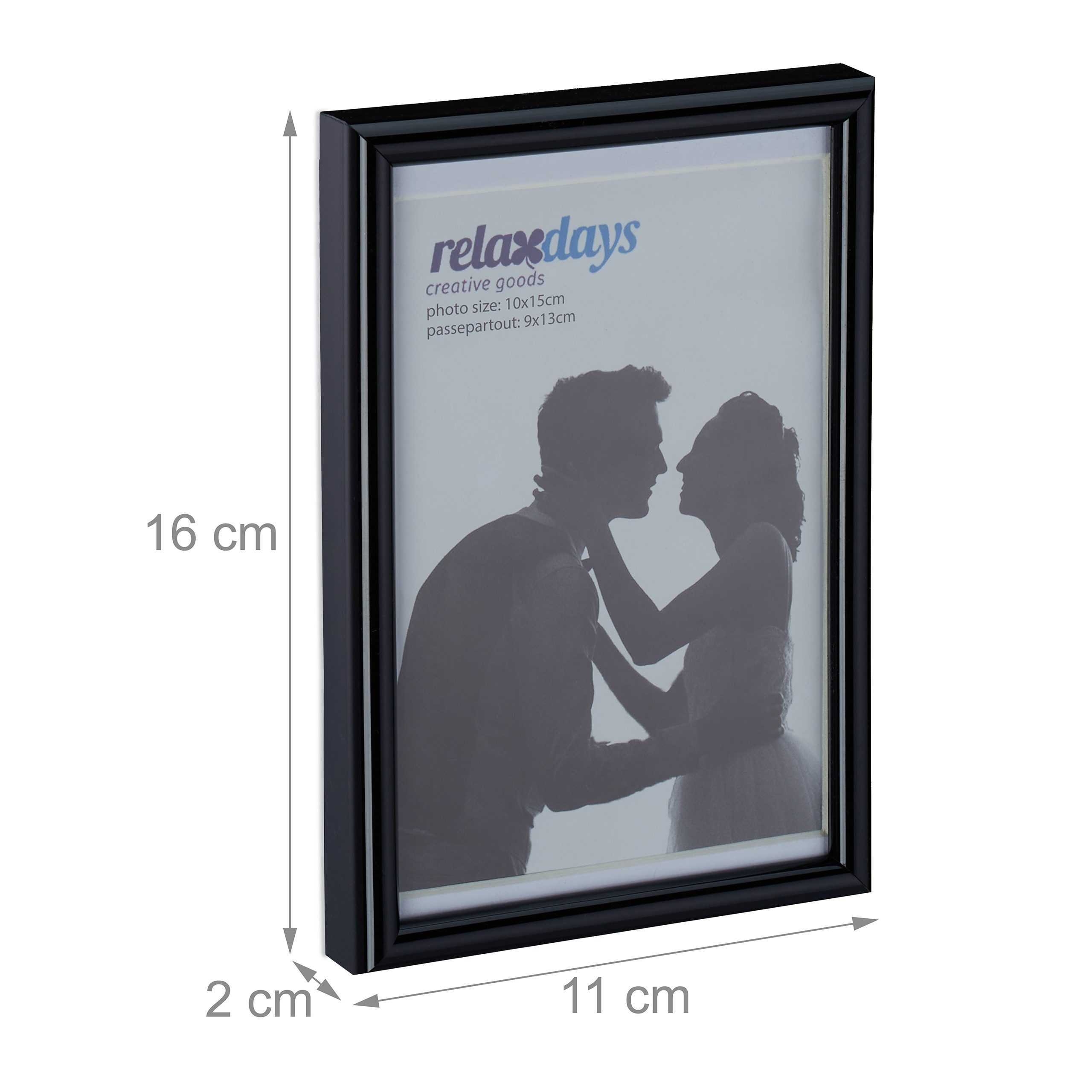 relaxdays Bilderrahmen 2er Set 10 x 15 cm, schwarz