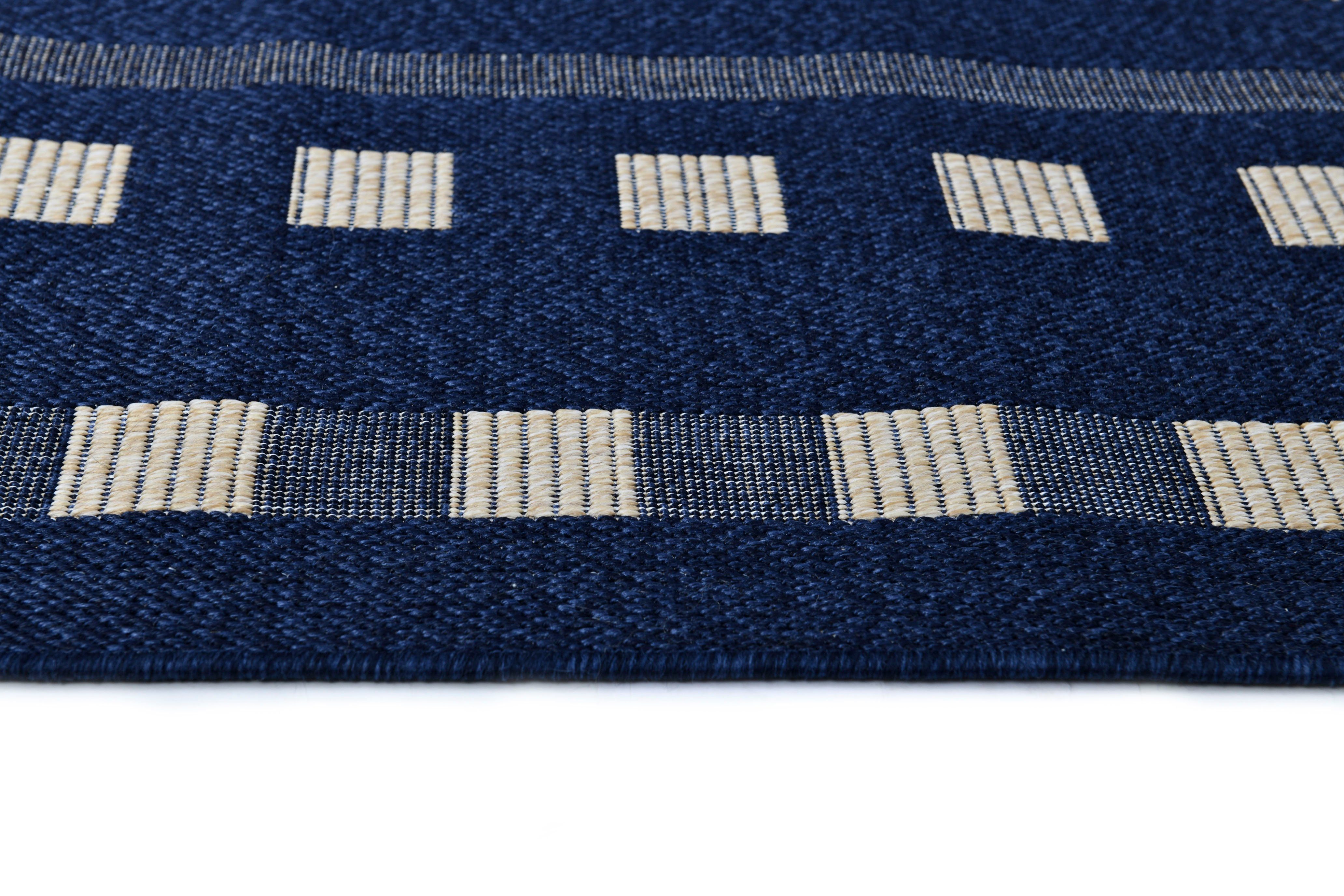 Teppich Dalija, andas, UV-beständig, dunkelblau Flachgewebe 8 rechteckig, Wetterfest geeignet, & mm, Sisal-Optik, Höhe: Outdoor