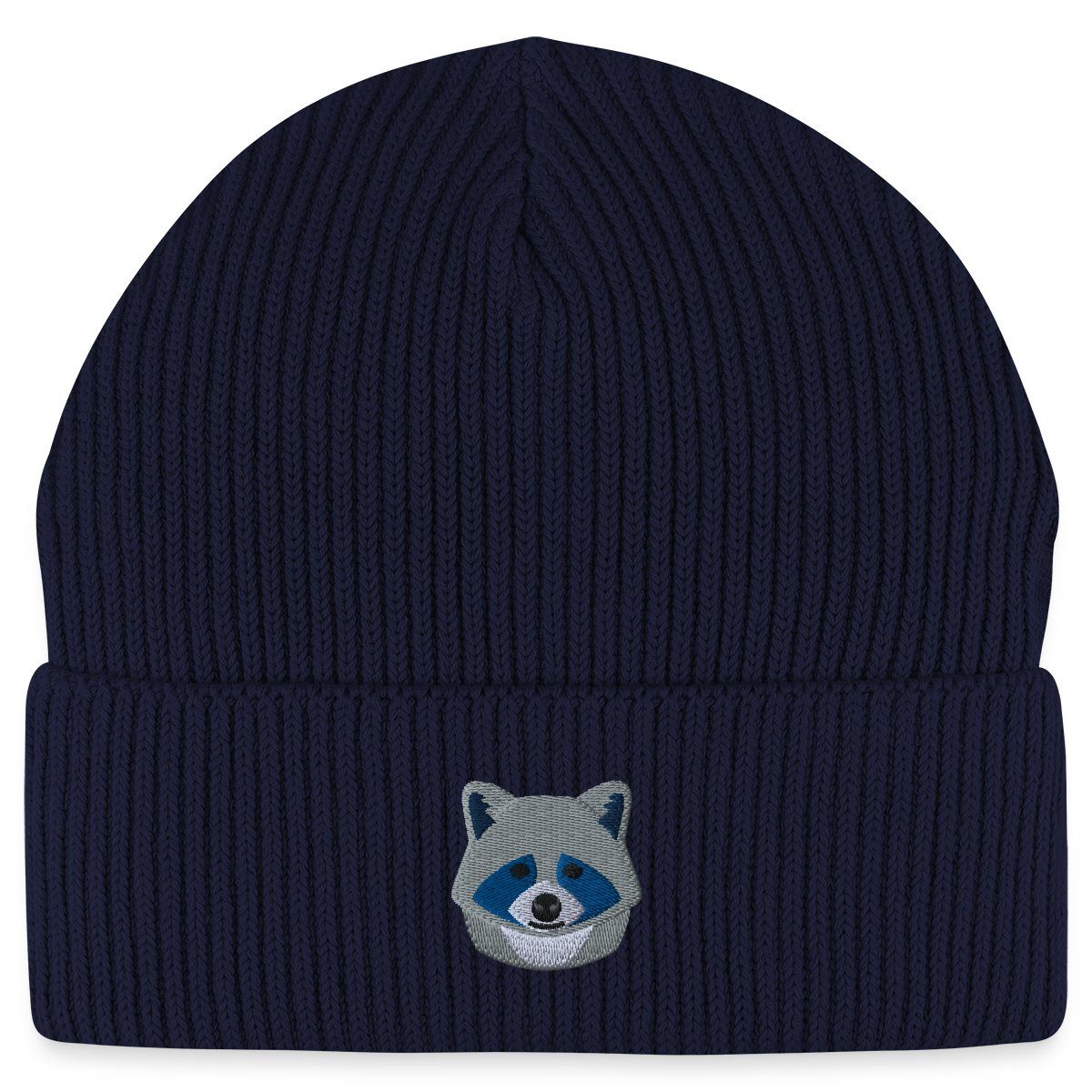 Beanie Kleiner Waschbär Stickerei Fisherman Beanie Bio Mütze