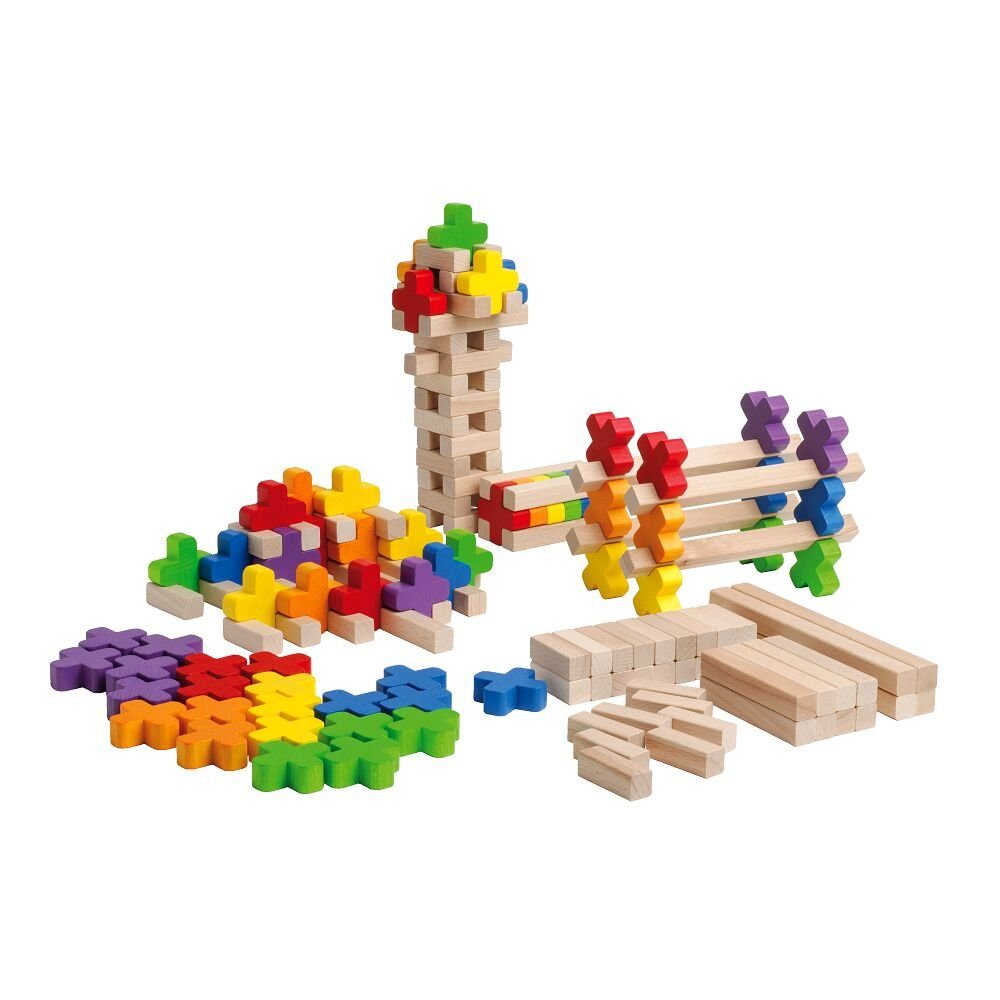 Erzi® Lernspielzeug Bausteine-Set Kreuzsteinspiel, Holz-Bauklotz-Set für Kita und Kindergarten