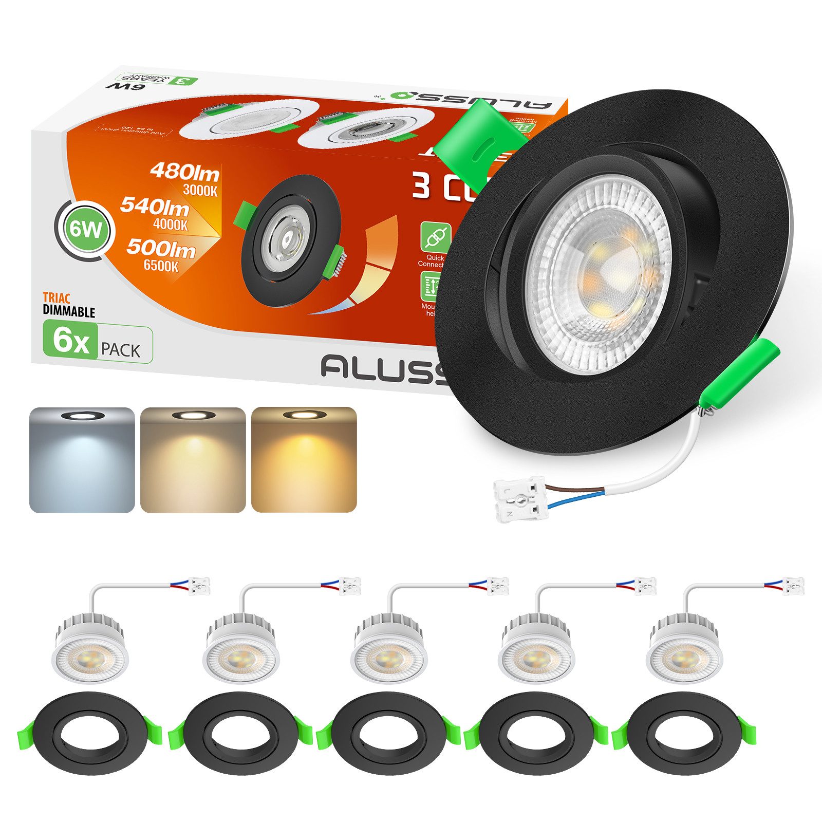 ALUSSO LED Einbauleuchte 6er-Set, ED-Einbau-Spot, 6W, günstig online kaufen