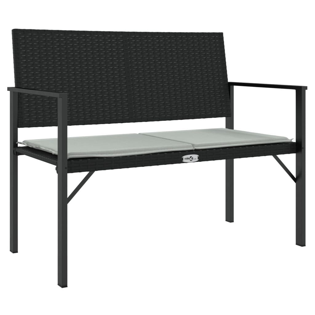 furnicato Gartenbank 2-Sitzer mit Kissen Schwarz Poly Rattan (1-St)