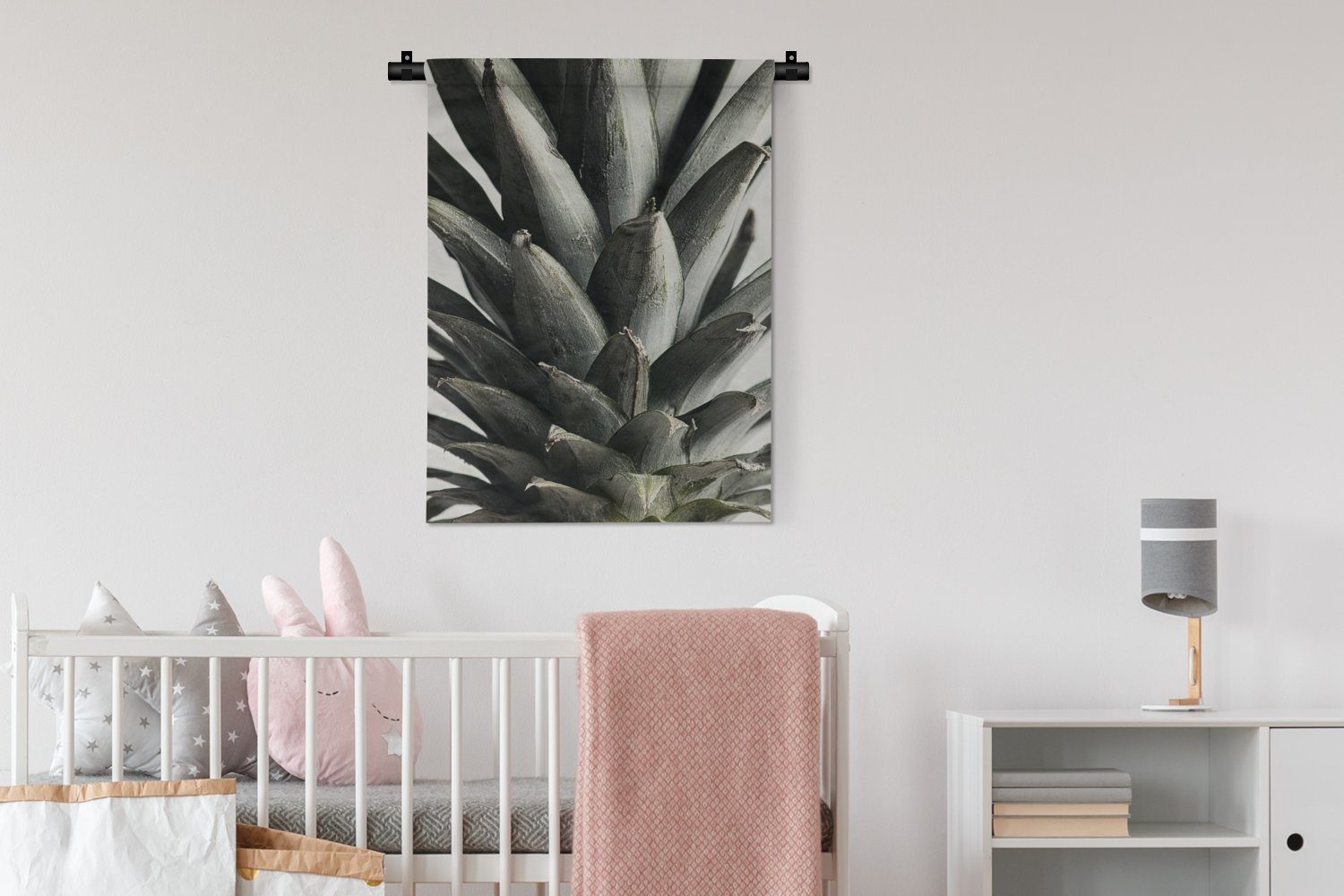 der Wanddekoobjekt MuchoWow an Schlafzimmer Ananas Deko Stillleben Natur, Tapisserie, - für - - Wand, Grün Wohnzimmer,