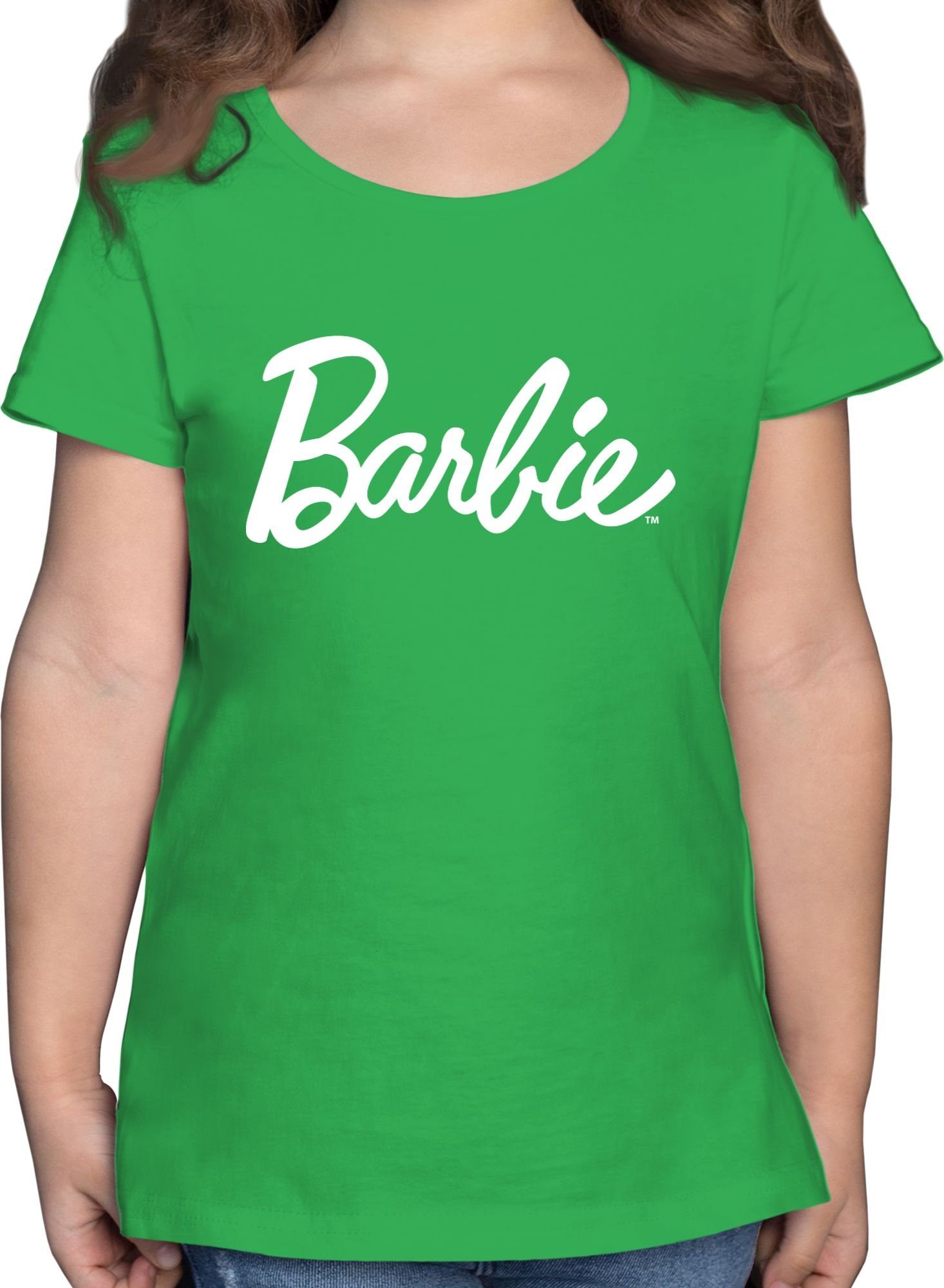 Shirtracer T-Shirt Barbie Logo weiß - Barbie Mädchen - Mädchen Kinder  T-Shirt Barbie Kleidung