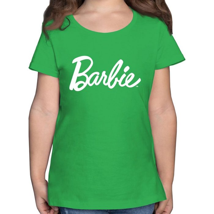 Shirtracer T-Shirt Barbie Logo weiß - Barbie Mädchen - Mädchen Kinder T-Shirt Barbie Kleidung