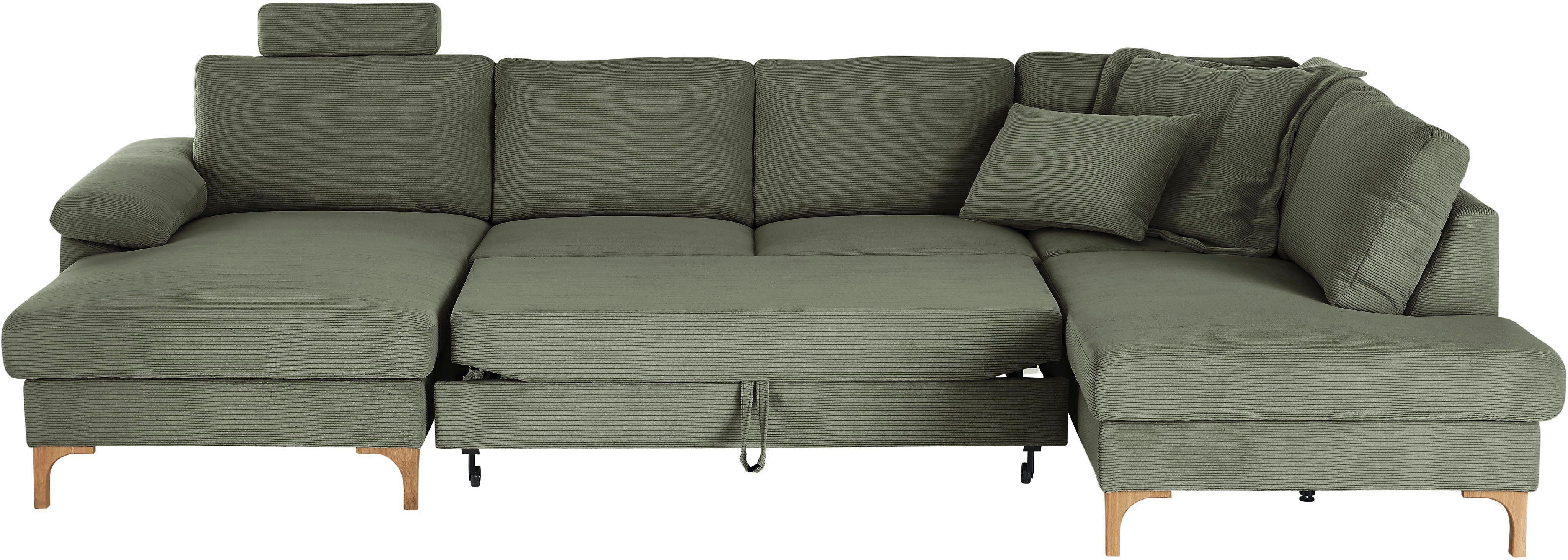 3C Candy Wohnlandschaft Lecce, wahlweise PUR-Schaumstoff oder Tonnentaschenfederkern U-Form, Bettkasten in Umbauecke und Longchair, sowie Querschläfer im 2-Sitzer