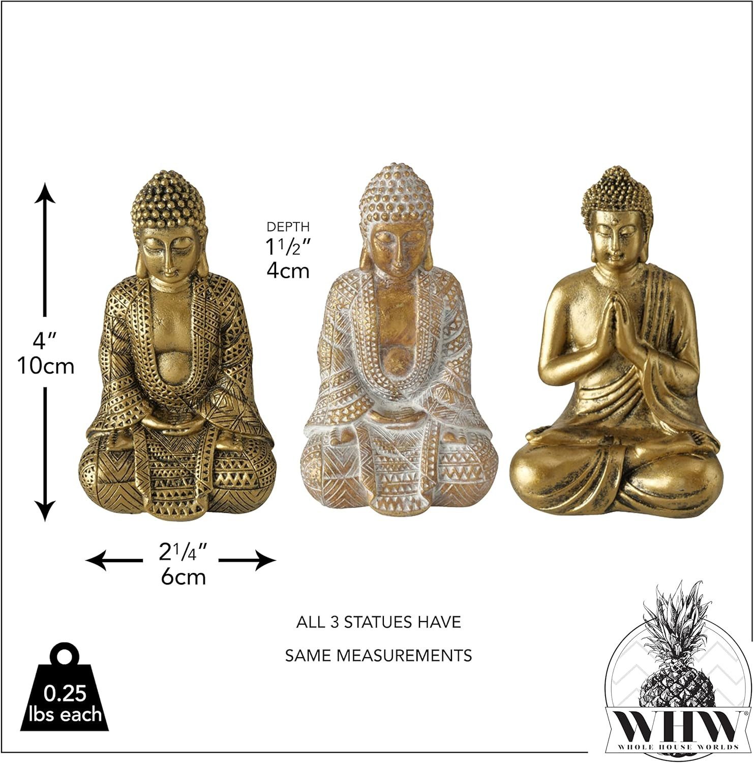 BOLTZE Buddhafigur 3 Buddha Figuren Set 10cm Dekorative Zen Statuen günstig online kaufen