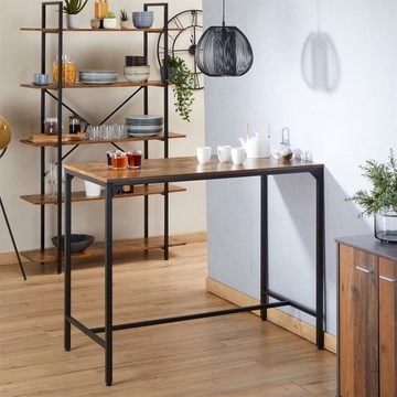 CARO-Möbel Säulen-Esstisch LAMEGO, Bartisch aus Metall in schwarz und MDF in braun im Industrial Style Ko
