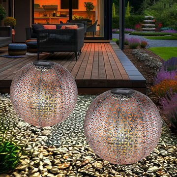 etc-shop LED Gartenleuchte, LED-Leuchtmittel fest verbaut, Warmweiß, LED Außen SOLAR Steck Leuchte Kugel Terrassen Strahler