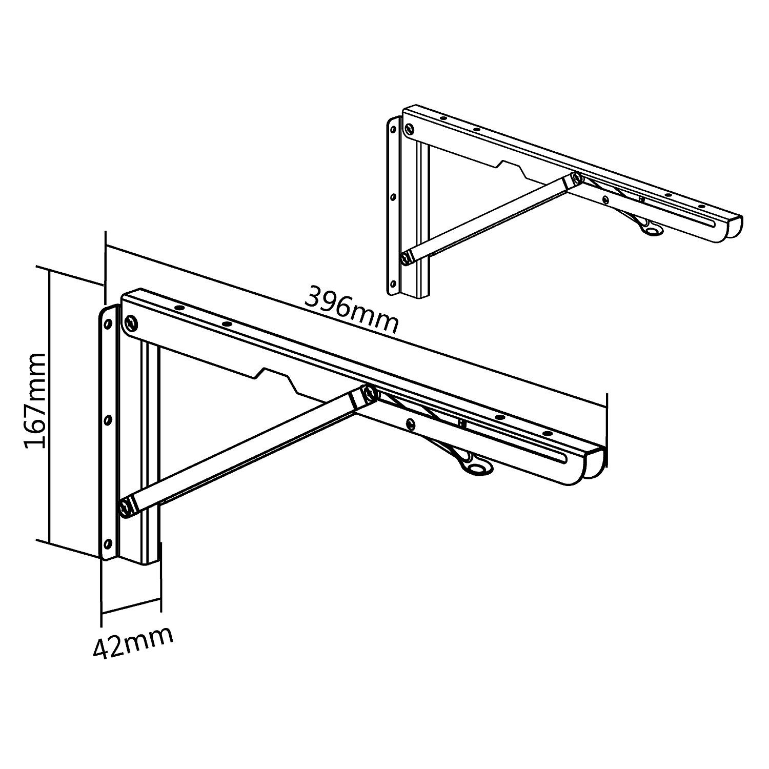 Maclean Halterung MC-876 2x Klappbare Wandhalterung Regalträger bis 50 kg, (2-tlg., Klappbar 90°, Wandmontage für Werkstatt, Garage, Küche & Keller)