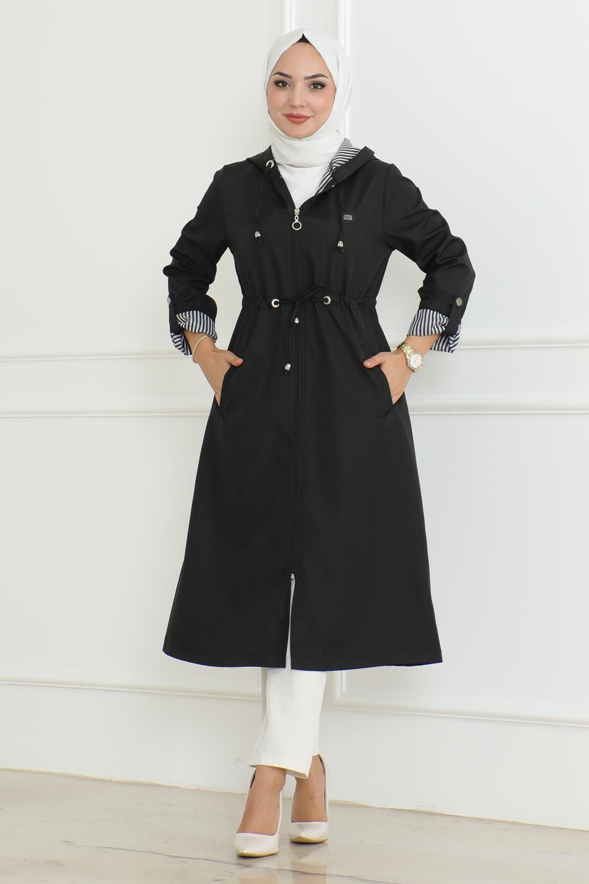 MODAMİHRAM Trenchcoat Kapuzen-Zipper-Trenchcoat Beige 19205 günstig online kaufen