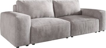 DELIFE Big-Sofa Lanzo, L Cord Silbergrau 260x110 cm