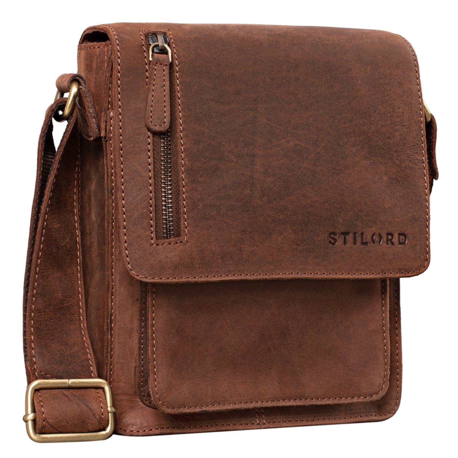 Schultertasche "Finn" Kleine Umhängetasche Herren Leder Messenger Bag Herrentasche