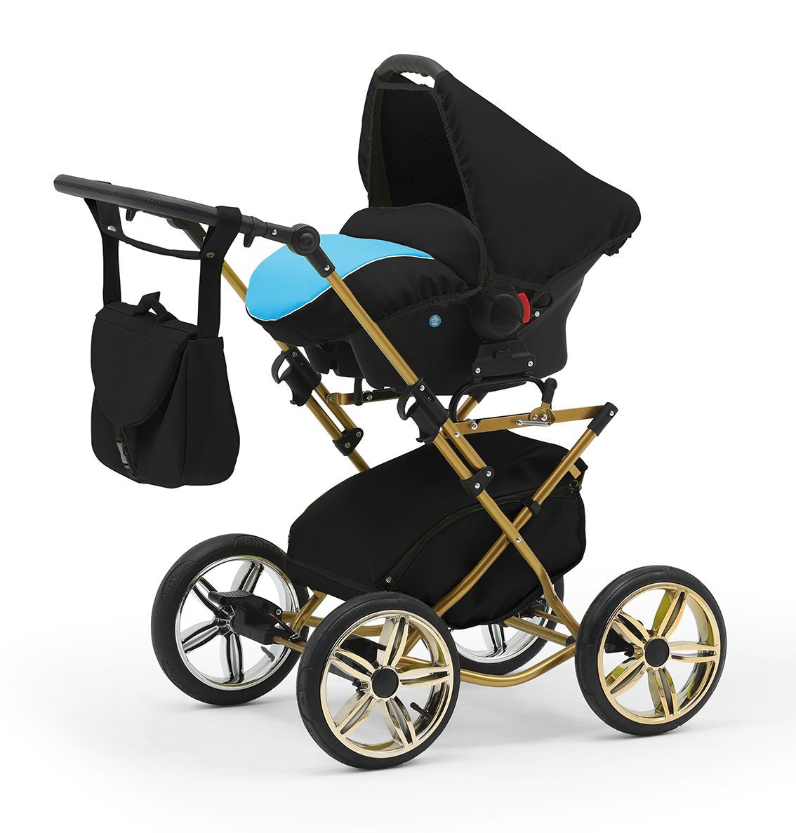 3 Autositz 13 Sorento Designs - in babies-on-wheels 10 inkl. Kombi-Kinderwagen Teile in 1 Türkis-Schwarz -