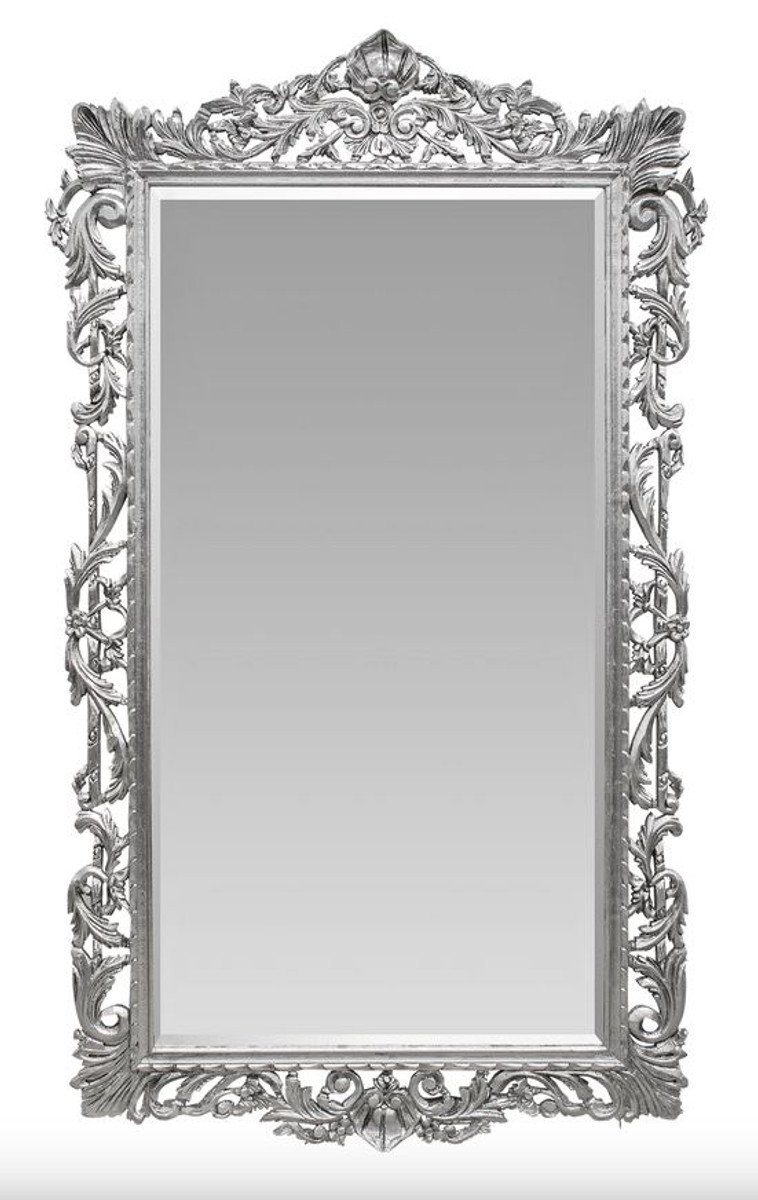 Casa Padrino Barockspiegel Barock Wandspiegel Silber 115 x H. 202 cm - Barockstil Spiegel Antik Stil Möbel