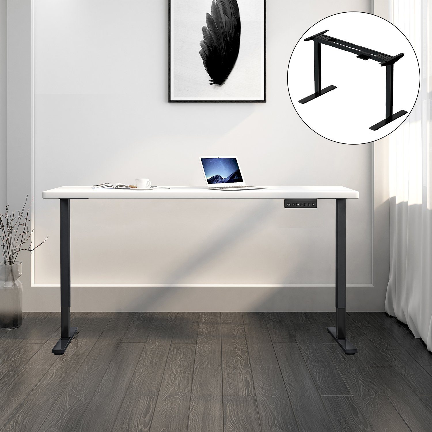 Schreibtisch Schreibtisch Elektrisch Gestell mit HOMALL 2 Höhenverstellbarer Schwarz Tisch Motoren