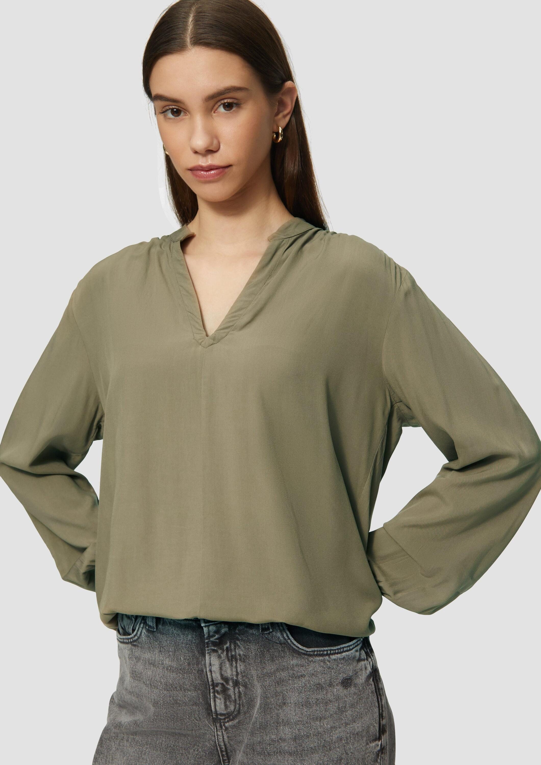 QS Langarmbluse Bluse Viskosebluse mit Smok-Detail an der Schuler günstig online kaufen