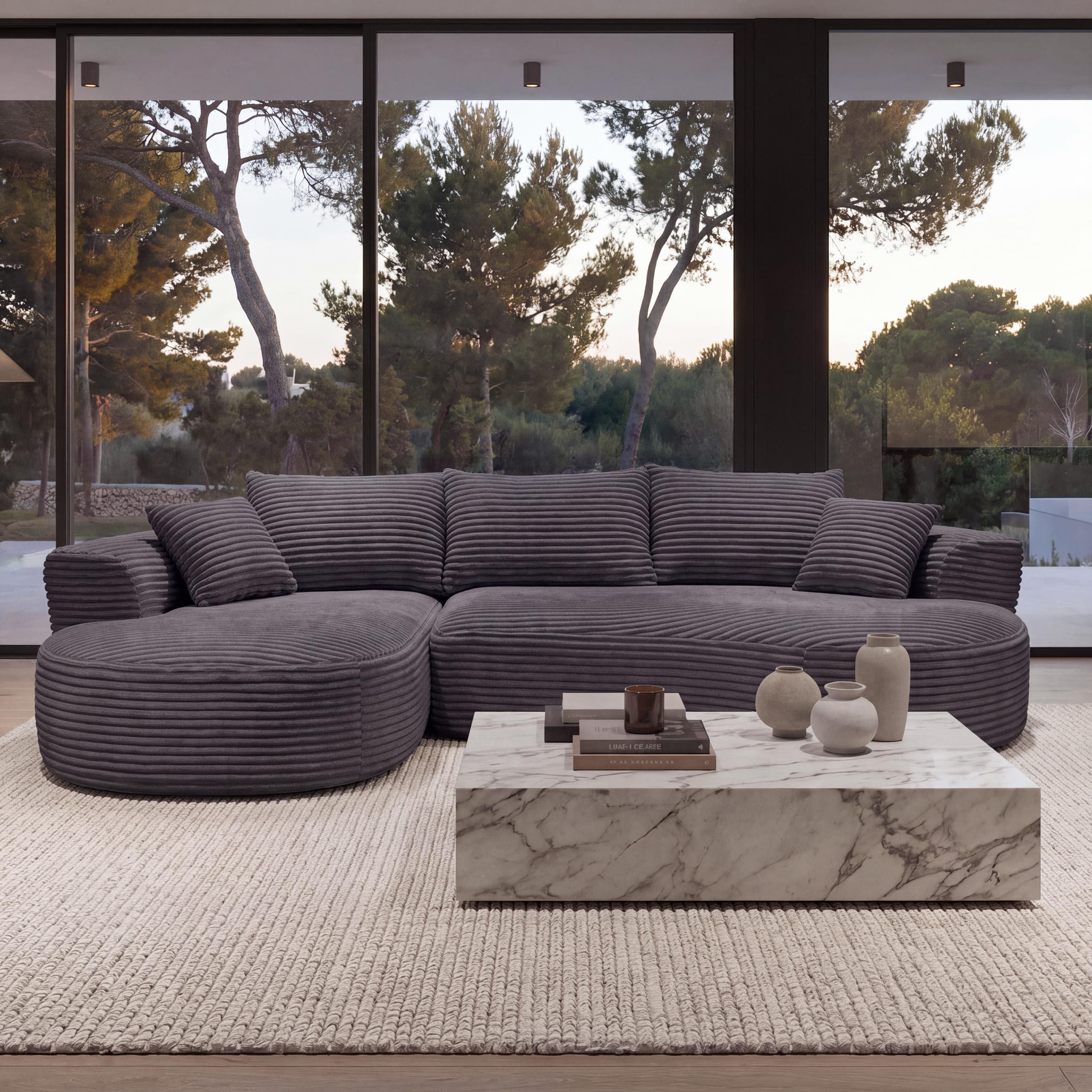 MCW Loungesofa MCW-P19-l, Rutschfeste Unterseite, Polsterung aus Taschenfedern und Schaumstoff