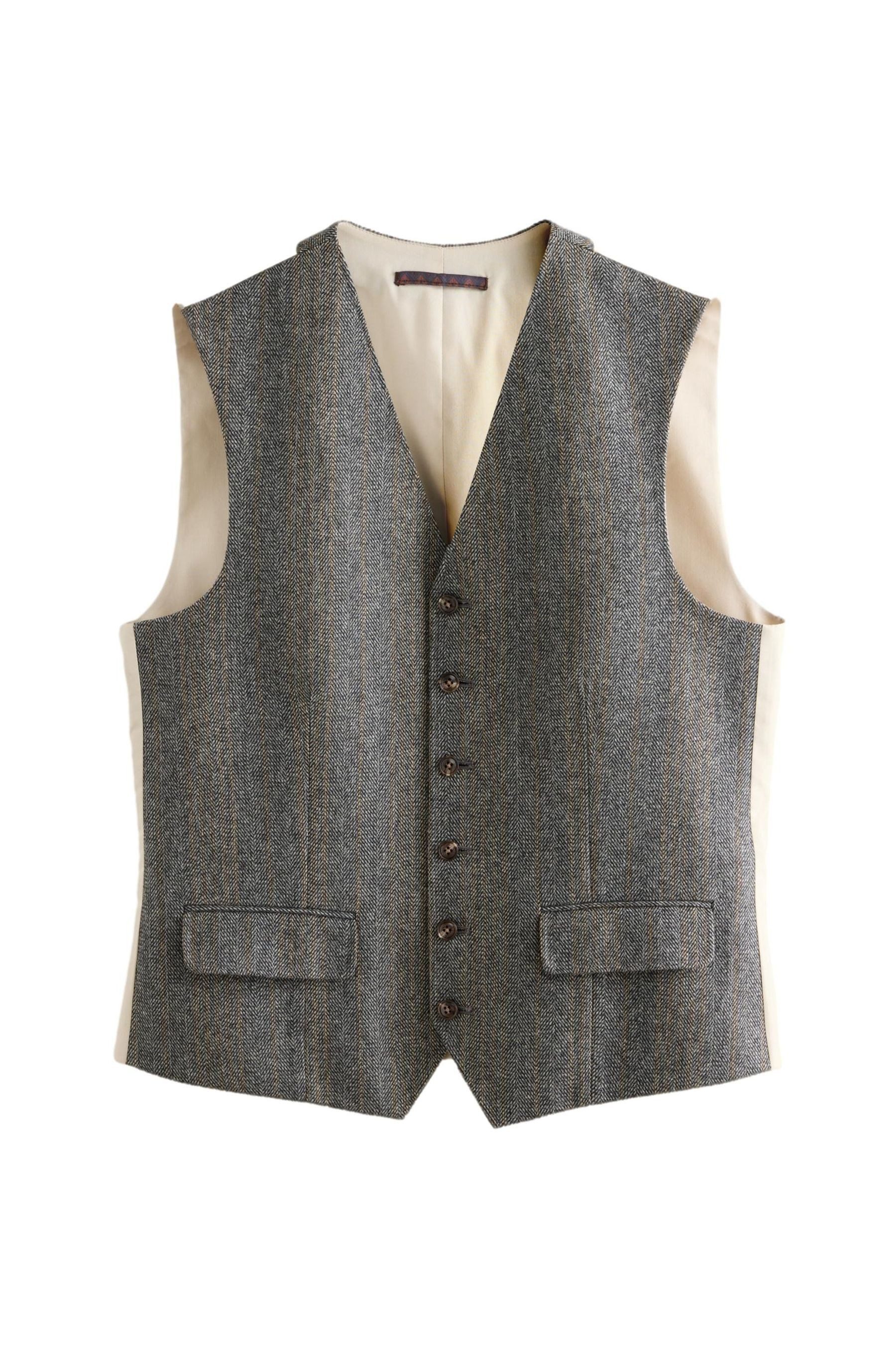 Next Anzugweste Slim Fit Anzugweste mit Fischgrätstreifen (1-tlg)